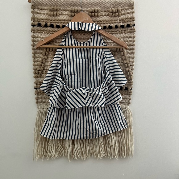 ALICE + OLIVIA| Stripe 100% Cotton Ruffle Swing Top - Picture 7 of 11